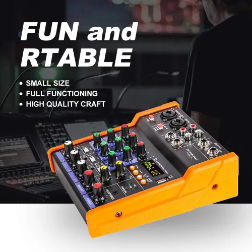 Miniatura 8 de G-MARK Mezclador Analógico de Audio 4 Canales Mezclador de Audio DJ Bluetooth Estudio Karaoke Para PC Rendimiento en Vivo KTV Efectos de Música