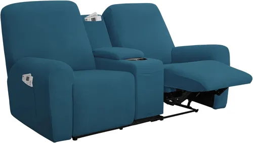 Miniatura 11 de Easy-Going - Funda elástica para sofá reclinable biplaza con consola central, cubierta suave de vellón ajustada, 2 asientos, con soporte y Negro