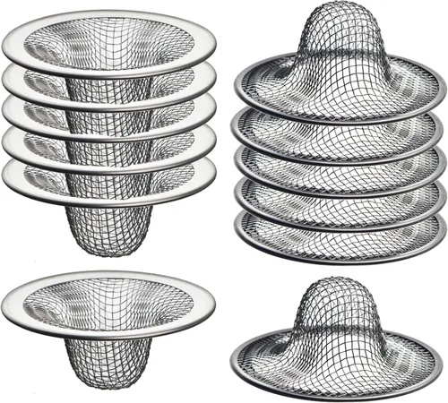 Paquete de 12 – Cesta superior de 2.125 pulgadas / 1 pulgada – Colador de drenaje de malla para fregadero de baño, utilidad, pendiente, lavandería,