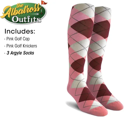 Miniatura 4 de Golf Knickers Traje de golf Albatross para hombre, gorra de golf, 3 calcetines de rombos