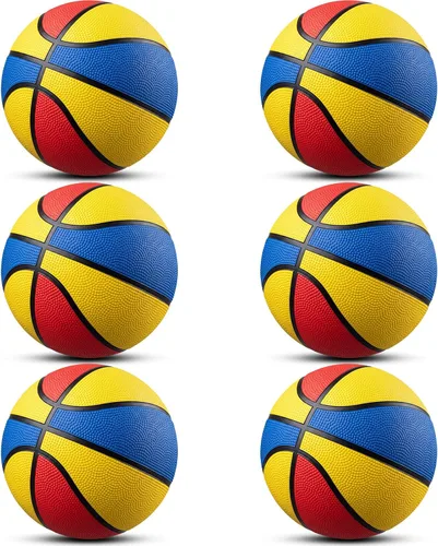 Vinsot 6 Pack Mini Rubber Basketballs 7 Inch, Size 3 Pool Basketball for Mini Hoop Bulk Small Basket Balls for Indoor Outdoor Party Favors Arcade