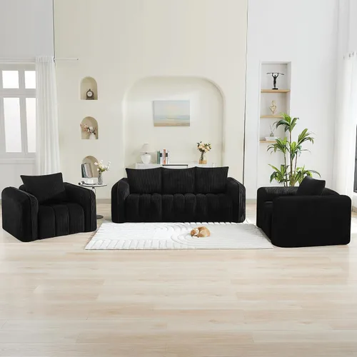 Miniatura 11 de Sofá Loveseat Sin Armazón de 66'', Sofá de 2 Plazas con Asientos Profundos Acolchados con Reposabrazos Redondeados, Sofá Nube de Pana Tapizado