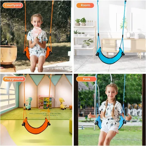 Miniatura 3 de Asiento de columpio para niños, con gancho a presión, cuerdas ajustables, para parque infantil, patio trasero interior/exterior, árboles, juego