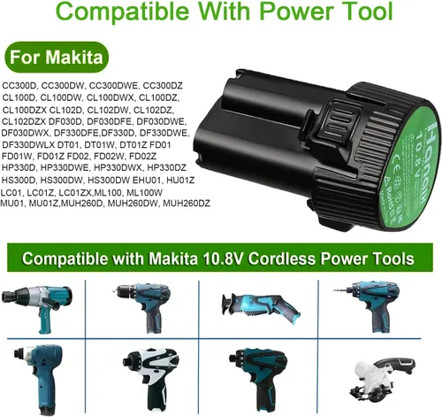Miniatura 3 de Batería de repuesto para Makita 12V Max BL1013 194550-6 194551-4 195332-9 CL100DW DF330D FD01ZW de 4000mAh 10.8V BL1014