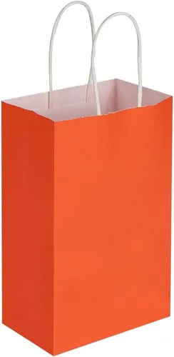 Miniatura 8 de Cada paquete de 100 bolsas pequeñas de papel kraft naranja y morado con asas a granel