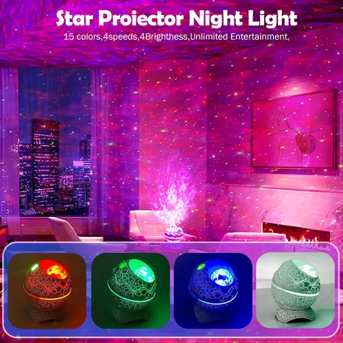 Miniatura 3 de XQBX Proyector de galaxia de huevo de dinosaurio un proyector Aurora con altavoz Bluetooth y ruido blanco, regalo de San Valentín para ella/él