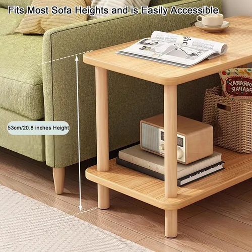 Miniatura 3 de Mesa auxiliar rectangular de varios tamaños con dos capas, espacio de almacenamiento para sala de estar, dormitorio, fácil montaje