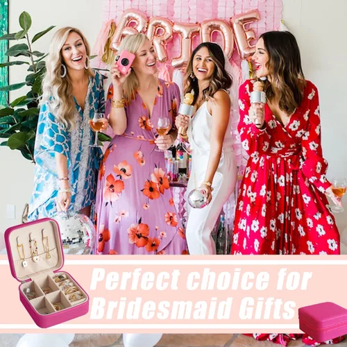 Miniatura 6 de BeBeGee Joyero de viaje, mini organizador de viaje portátil, pequeñas cajas de joyería para mujeres, regalos de dama de honor y accesorios