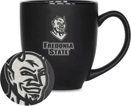 Miniatura 389 de Rico Industries - Taza de cerámica mate negra con grabado láser estándar de 15oz para NCAA (escuelas T & U) - Para bebidas calientes o frías