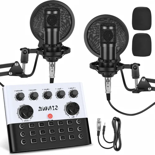 Miniatura 9 de Paquete de equipo de podcast todo en uno F993, paquete de estudio de grabación BM-800 con cambiador de voz, tarjeta de sonido en vivo, interfaz