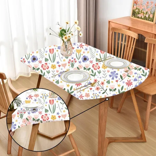Miniatura 55 de Mantel ajustado blanco con elástico para mesas plegables de 48x48 pulgadas, manteles lavables y elásticos de elastano para mesas de cartas, manteles