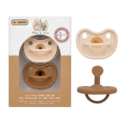 Miniatura 11 de Chupetes de silicona con forma de ortodoncia (juego de 2); 0 meses en adelante; 100% silicona de grado alimenticio, diseño de una pieza (nube/sol)