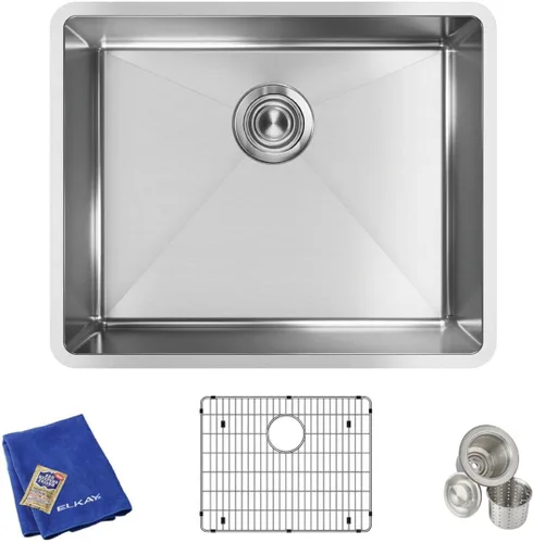 Miniatura 27 de Elkay Crosstown - Kit de fregadero de acero inoxidable calibre 18 de 25-1/2 x 18-1/2 x 9 pulgadas, con grifo filtrado