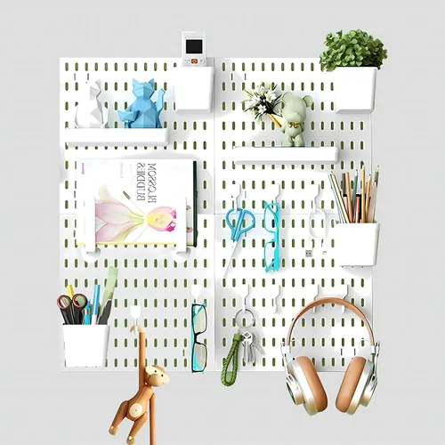 Kit de Combinación de Tablero Perforado, Organizador de Pared Modular Blanco de Tablero Perforado con 4 Tableros Perforados y Accesorios Colgantes
