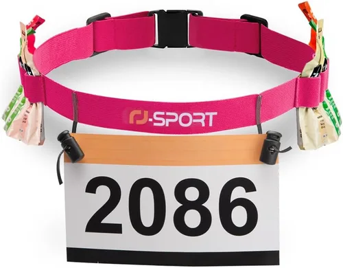 Miniatura 9 de RJ-Sport Cinturón con número de carrera, soporte para cinturón de carreras de triatlón con 6 trabillas de gel energético para triatalón, maratón