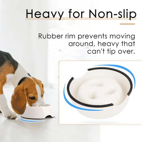 Miniatura 4 de Comedero lento antigolpes de diseño súper, comedero lento para perros, comedero interactivo para mascotas, comedores rápidos Blanco