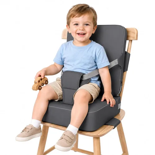 Booster Seat for Kitchen Chair for Toddlers & Kids | 3.5” High Density Foam Toddler Booster Seat for Dining Table with 2” Backrest, Front Safety