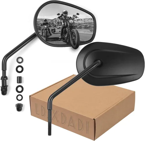 Espejos Sportster negros para Road King Street Electra Glide Dyna Softail Road Glide Retrovisor de motocicleta 1982-2019 2020 2021 2022 2023 Negro#01