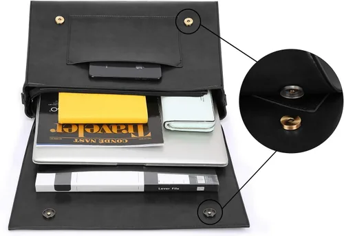 Miniatura 3 de ECOSUSI Maletín para mujer, de piel vegana, para el trabajo, bolso de hombro para computadora con lazo desmontable