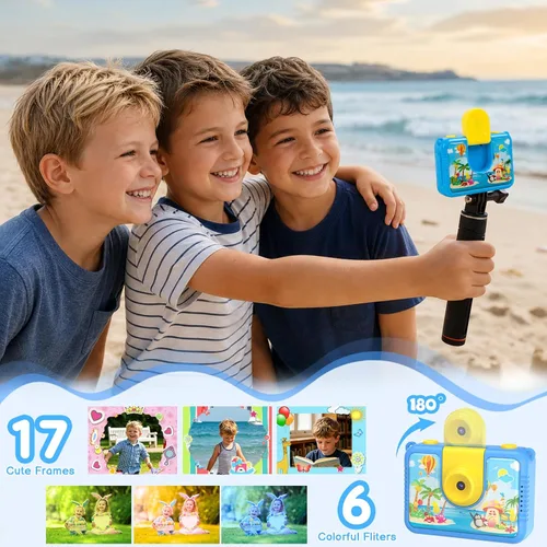 Miniatura 3 de Juguete de piscina y cámara submarina para niños, cámara de acción impermeable de 99 pies, video de 1080P y foto de 20 MP con lente abatible