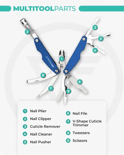 Miniatura 3 de Kit de manicura y pedicura – Juego de manicura profesional 9 en 1 para mujeres y hombres con recortador de cutículas, removedor de cutículas