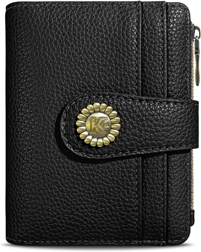 Kelvoris Cartera pequeña Rfid para mujer, plegable, con cremallera, bolsillo para monedas, piel sintética, compacto, para tarjetas de crédito,