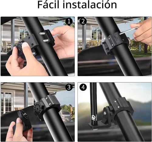 Miniatura 4 de Soporte de látigo UTV, 2 soportes de antena Zidiyoruo, soporte de poste de bandera todoterreno para montar bandera y luz de látigo, aleación de Negro