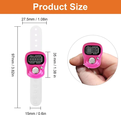 Miniatura 4 de Amble Contador de clicker con diamantes de imitación, contador de contador de 5 dígitos, clickers para vuelta, lanzamiento, golf, tejido, conteo