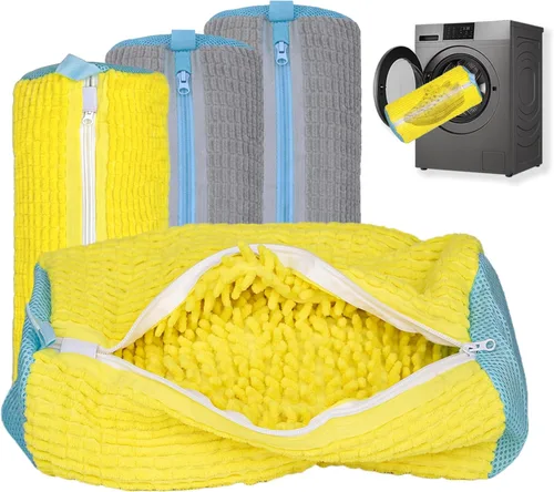 Miniatura 8 de 4 bolsas para lavadora de zapatos, bolsa de zapatos para lavadora y secadora con forro de felpilla, bolsa grande reutilizable para zapatos