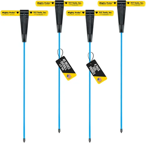 Miniatura 14 de T&T Tools Mighty Probe - Sonda de suelo de metal aislada – 42 pulgadas de largo total – Paquete de seis – con varilla redonda hexagonal de metal