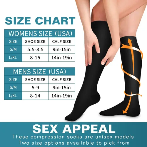 Miniatura 6 de BLUEENJOY Calcetines de compresión para mujeres y hombres (3 pares) El mejor apoyo para enfermeras, correr, senderismo, recuperación y calcetines