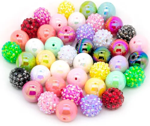 Cuentas de diamantes de imitación de colores redondas espaciadoras para joyería, pulsera, collar, bolígrafo, bolsa, cadena, suministros de 0.630 in