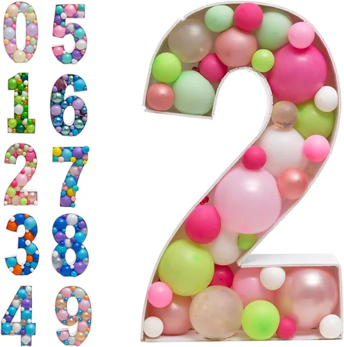 Miniatura 12 de JoyBox Design Marco de Globos en Mosaico Números 9 Tablero de Espuma Grande Precortado Letrero Troquelado para Telón de Fondo de Cumpleaños de Niño