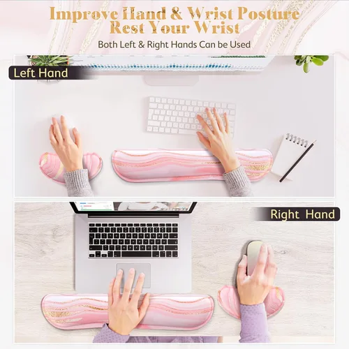 Miniatura 6 de Gimars Juego Mejorado Ampliado de Almohadilla de Apoyo para Muñeca de Teclado de Espuma Viscoelástica de Gel, Diseño Ergonómico Cómodo