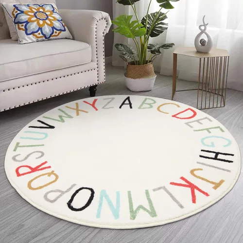 Miniatura 8 de Topotdor Alfombra redonda de juego para niños, del alfabeto, alfombra de área para guardería, alfombra de juego extra grande y suave para dormitorio
