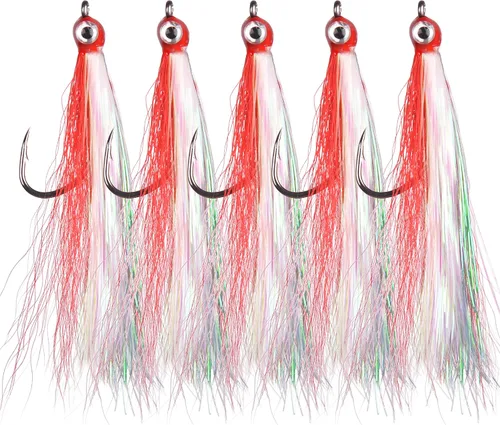 Miniatura 9 de Clouser Minnow - Señuelo de pesca con mosca, señuelo de pesca con mosca de agua salada, moscas de lubina a rayas de pesca con cola de buque