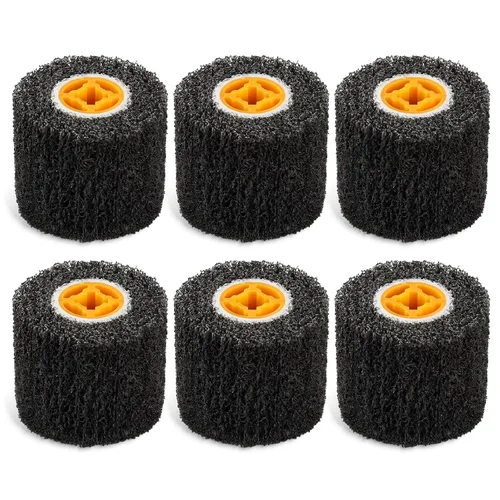 Miniatura 11 de Rocaris Pintura de tambor abrasivo y removedor de óxido, rueda abrasiva de grano 40 para pulido de superficies de metal de madera, 4.5 x 4 pulgadas