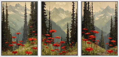 Miniatura 110 de SIGNWIN Lienzo enmarcado para pared, juego de arte tranquilo con reflejo de lago, acuarela, montaña y agua, ilustraciones modernas, arte abstracto