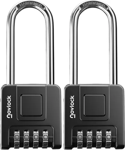 Miniatura 14 de Cerradura de combinación de grillete largo de 2.76 pulgadas para exteriores e interiores, resistente, resistente a la intemperie, seguridad de 4