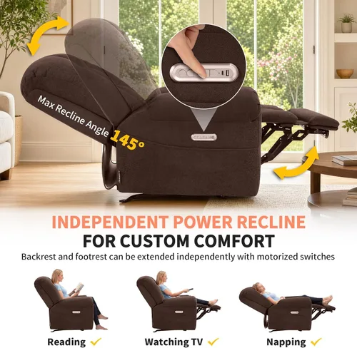 Miniatura 6 de EONIX Mordern - Silla reclinable mecedora de masaje, reclinable mecedora eléctrica de doble motor para espacios pequeños, silla reclinable Lazy Boy