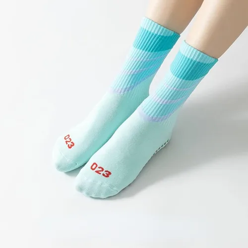 Miniatura 3 de Yoga Pilates Socks with Grips for Women Non Slip Solid Graffiti Cushioned Crew Socks for Barre Ballet Dance