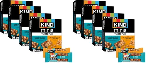 Miniatura 7 de KIND Bar Minis, caramelo salado con nueces de chocolate negro y chocolate negro almendra, paquete variado, sin gluten, 100 calorías, bajo en azúcar