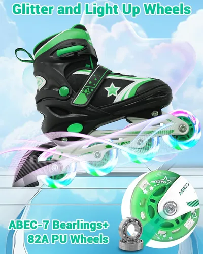 Miniatura 4 de Patines en línea para niños y niñas de 6 a 12 años, patines ajustables para principiantes con ruedas iluminadas para niños, jóvenes y adolescentes