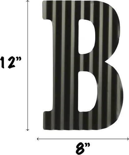 Miniatura 3 de COLLECTIVE HOME - Letras de 12 pulgadas para decoración de pared, letras negras corrugadas decorativas, arte de pared colgante con monograma, B
