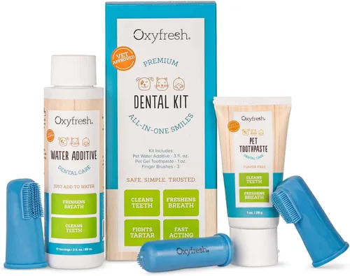 Miniatura 10 de Oxyfresh Kit dental prémium para mascotas para perros y gatos – Ambientador de aliento y solución de limpieza dental más fácil para aliento fresco