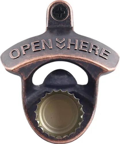 Miniatura 23 de Abrebotellas de cerveza magnética negra para montar en la pared, con imanes incrustados, 5 unidades Negro