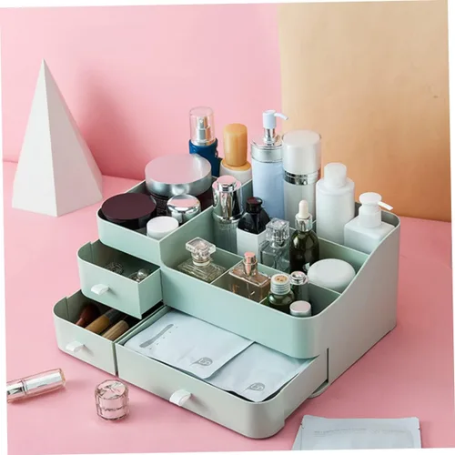 Miniatura 5 de Housoutil 1pc Household Makeup Organizer with Drawer Green Plastic Cosmetic Storage Box for Lipstick Skincare and Brushes Desktop Organizer for