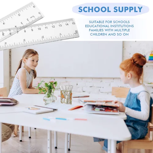 Miniatura 4 de Zonon 200 reglas rectas flexibles de plástico transparente a granel con pulgadas y centímetros, regalo para el primer día de escuela