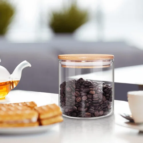 Miniatura 4 de Tarro de vidrio de 18 Oz/550 ML con tapa, recipientes de almacenamiento de vidrio versión engrosada transparente con tapa de bambú sellada