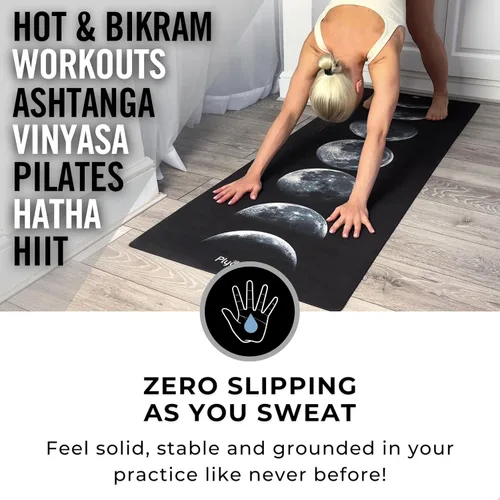 Miniatura 3 de Plyopic. Tapete de yoga todo en uno, combo de tapete de lujo con agarre para el sudor, ideal para yoga, yoga caliente, bikram, pilates, Moons